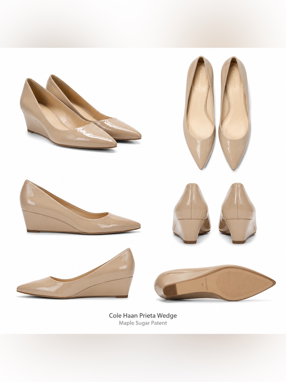 Cole Haan Prieta Wedge Pump in Maple Sugar Patent Beige